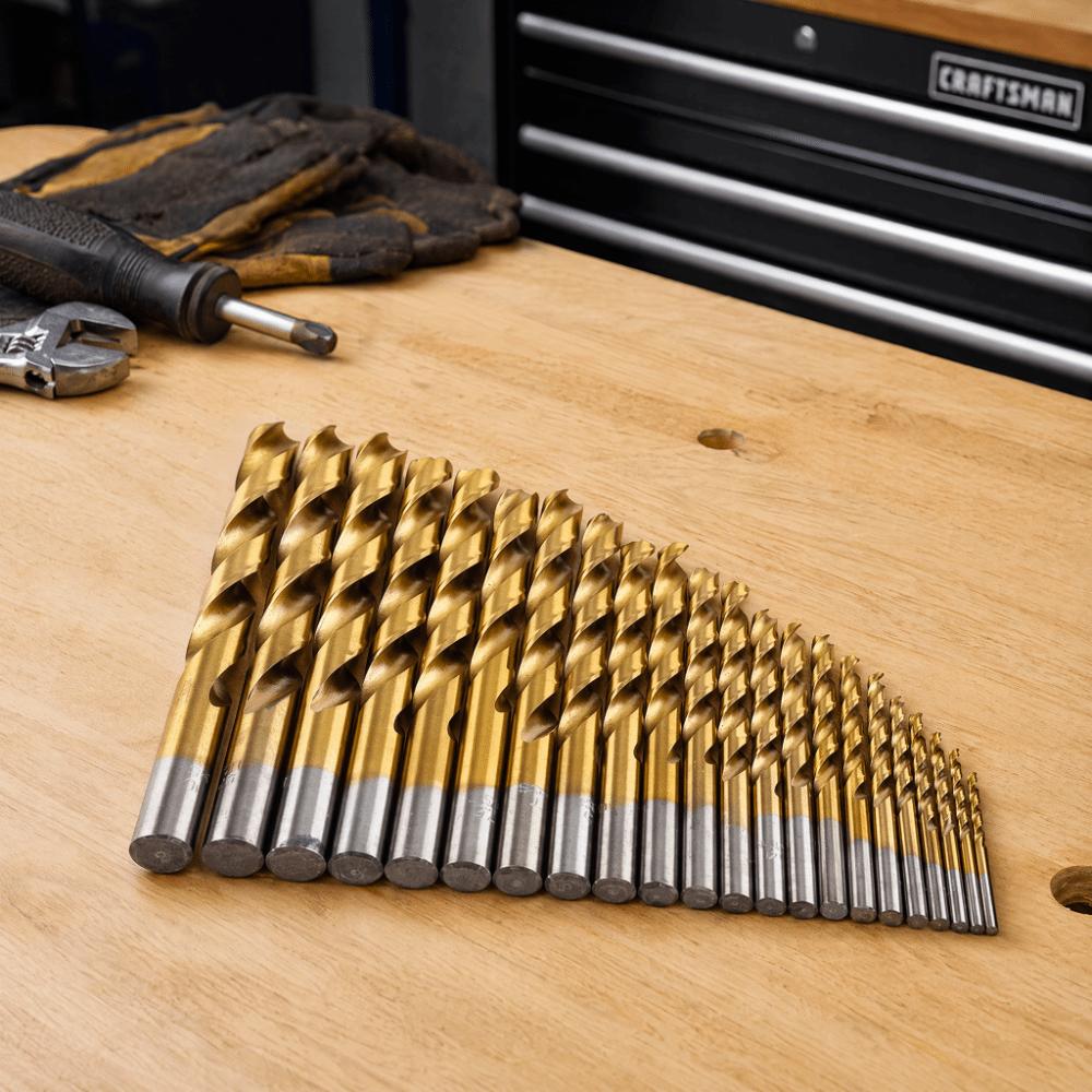19pcs Anti-Rust Gold Finish High Speed Steel Drill Bits Straight Shank Drill Bits For Plastic