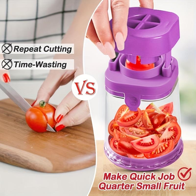 Маленький резак для фруктов, Резак из нержавеющей стали для клубники, винограда, помидоров черри, Съемный резак для еды размером на один укус