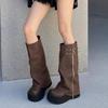 Raised Platform, Brown Boots Women's Summer Thick Legs Maillard Boots 2025 Western Jeans Tube Boots