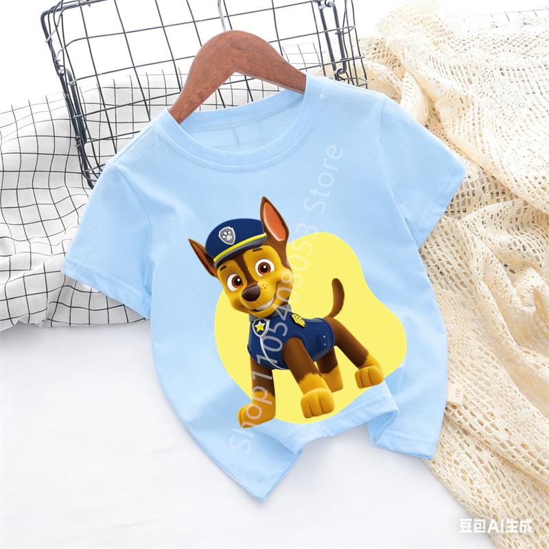Paw Patrols Baby TShirt Girls Boys Clothes Cartoon Anime Chase Skye Figure Printed Toddler Tops Summer Clothes Gift