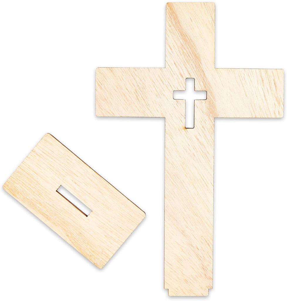 10 PCS Wooden Cross Crafts Creative Festival Accessories Wooden Set Cross Craft Ornament
