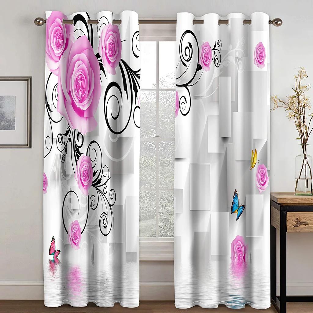 Современный персональный розовый узор для покупок для девочек, плотные шторы для окон, гостиная, спальня, высокие шторы с затемнением, различные стили