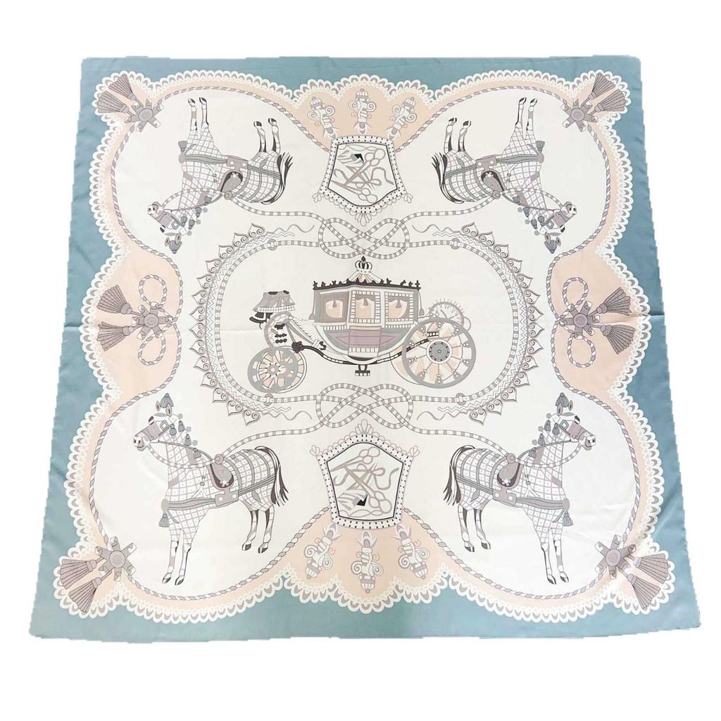 Summer new twill large square scarf silk scarf for women, versatile British carriage print decoration, sun-protection shawl, thin scarf