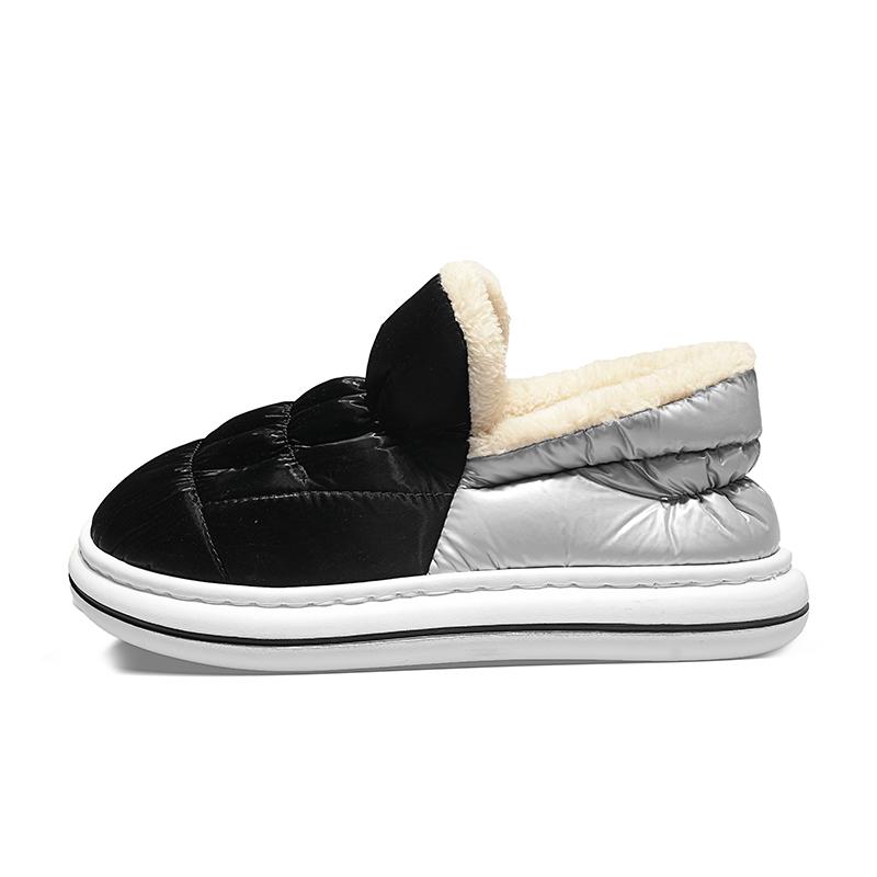 Модная домашняя обувь Зимняя повседневная обувь с круглым носком Гибкая платформа Слипоны для улицы Нескользящие Износостойкие Плюс Бархат Сохраняют Тепло