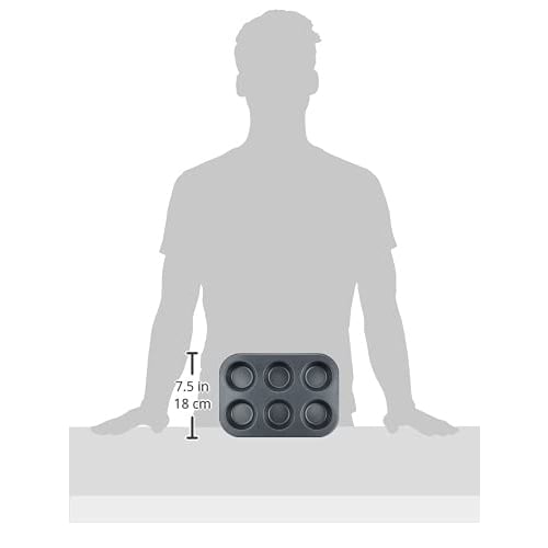 PEARL METAL Bakemaid Silicone Muffin Pan, 6 Cavities, with Silicone Cups, D-6588