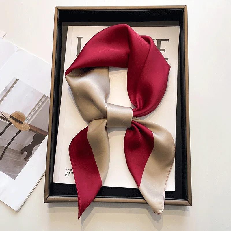 70x70cm Luxury Satin Square Scarf for Women – Soft Printed Foulard for Neck, Hair & Bag Decoration
