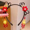 Glowing Hanfu Wig Headband Chinese Style New Year Headdress Luminous Lantern Headband  Photo Props