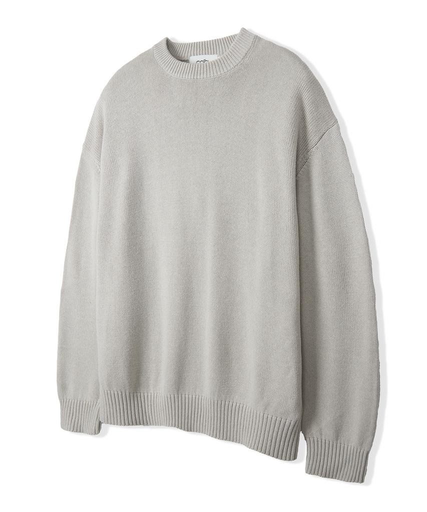 COSTUME O’CLOCK [Renewal Ver.] Soft Cotton Crew Neck Knit Charcoal Cooskt008Charcoal