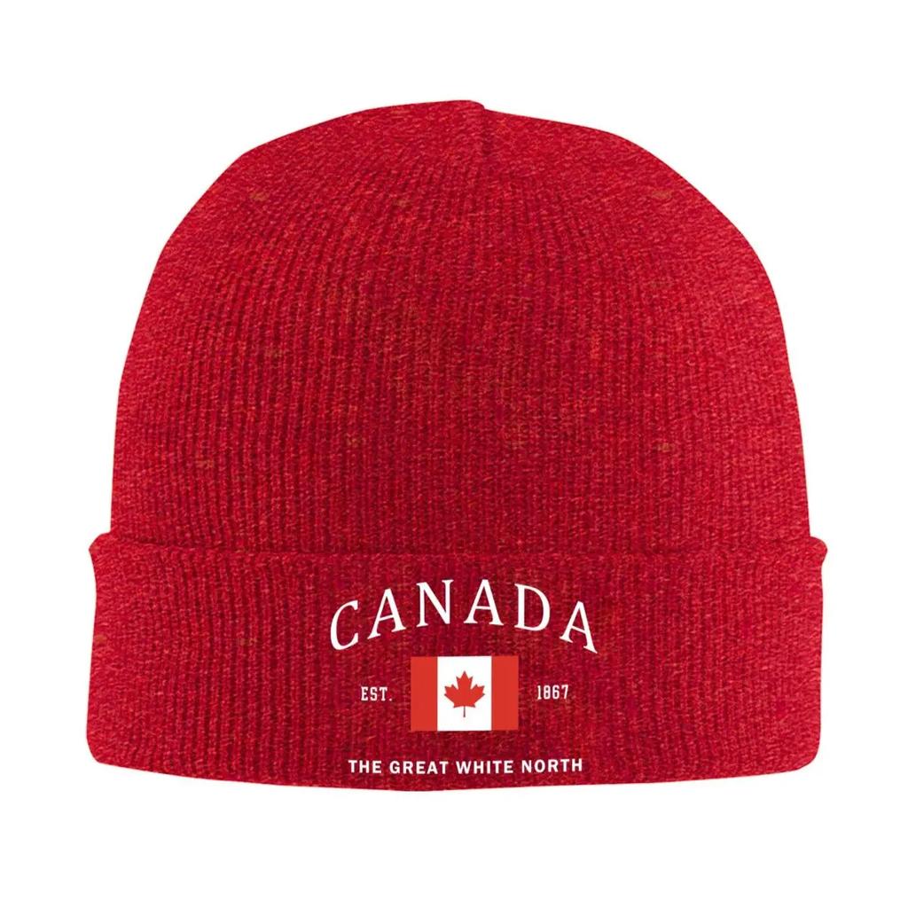Canada Flag Skullies Beanies Caps Unisex Winter Warm Knitting Hat Unisex Women Street Adult Canadian Patriotic Pride Bonnet Hats