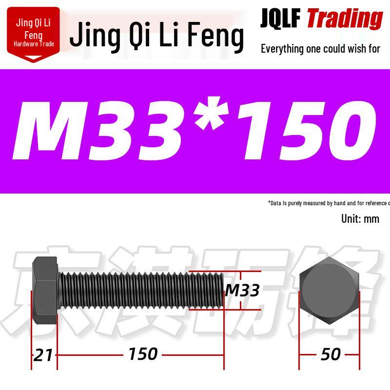 12.9 Grade High-Strength Blackened Hex Bolt M22-M48