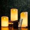 USB Rechargeable LED Candle Lights, Flickering Like a Real Flame, with MELEJIA Remote Control, Timer Function, Auto-Off, Adjustable Brightness, Warm