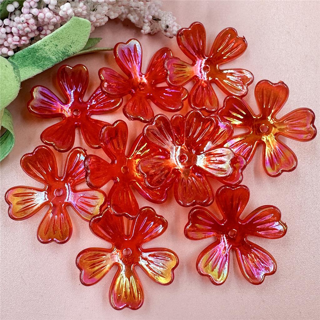 Hanmade Beads Necklace Pendant DIY Beads Acrylic Flower Beads 10Pcs 26.5mm Bead Jewelry Making