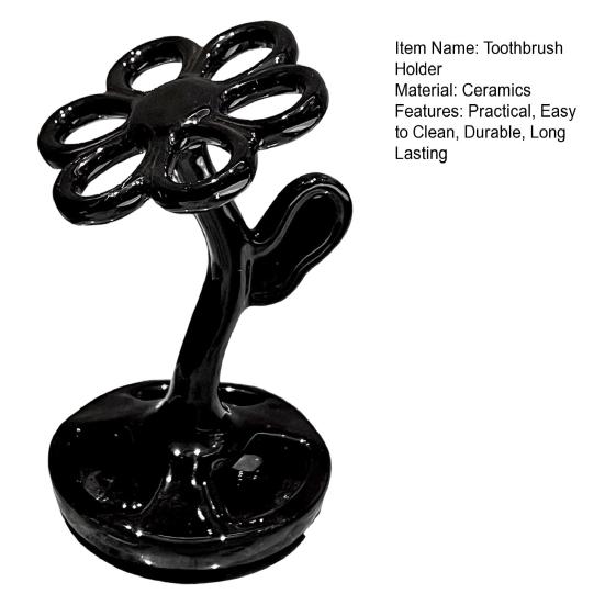 Toothbrush Holder Storage Stand High Stability Easy To Clean Compact Size Flower Shape Ceramic Storage Rack Multifunctional Toothbrush Holder