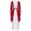 Women's Ancient Greek Roman Queen Costume Halloween Cosplay Gold Trims Toga Dress
