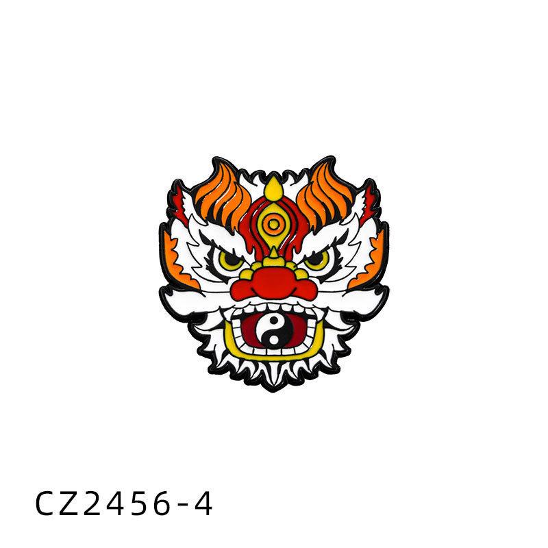 Праздничный значок в виде головы льва из мультфильма, аксессуары для воротника из сплава с каплями масла, брошь «Танец льва»