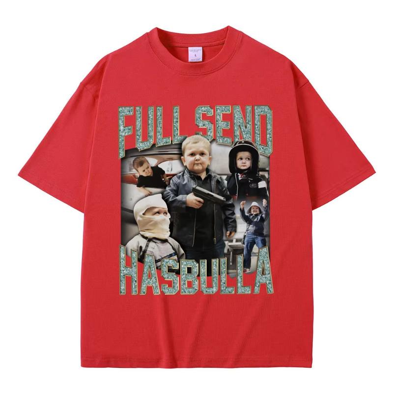 Full Send Hasbulla Magomedov Tshirts Russia Mini Khabib Blogge Fighting Funny Meme T Shirts Unisex Women Vintage Oversized Tshirt