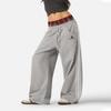 European and American Retro Sports Casual Loose Fitting Men's and Women's Double Waisted Fake Two-piece Sweatpants