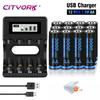 Cityork 1.5V 3000mWh AA Li-ion Battery 1.5 V AA Lithium Rechargeable Batteries +LCD Smart Charger For Remote Control Toy Battery