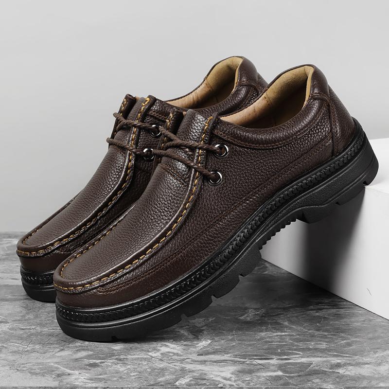 Fashion 2024 Autumn Men Casual Shoes Genuine Leather Work Shoes Male Lace-up Flats Sneakers Platform Versatile Business Dress Shoes