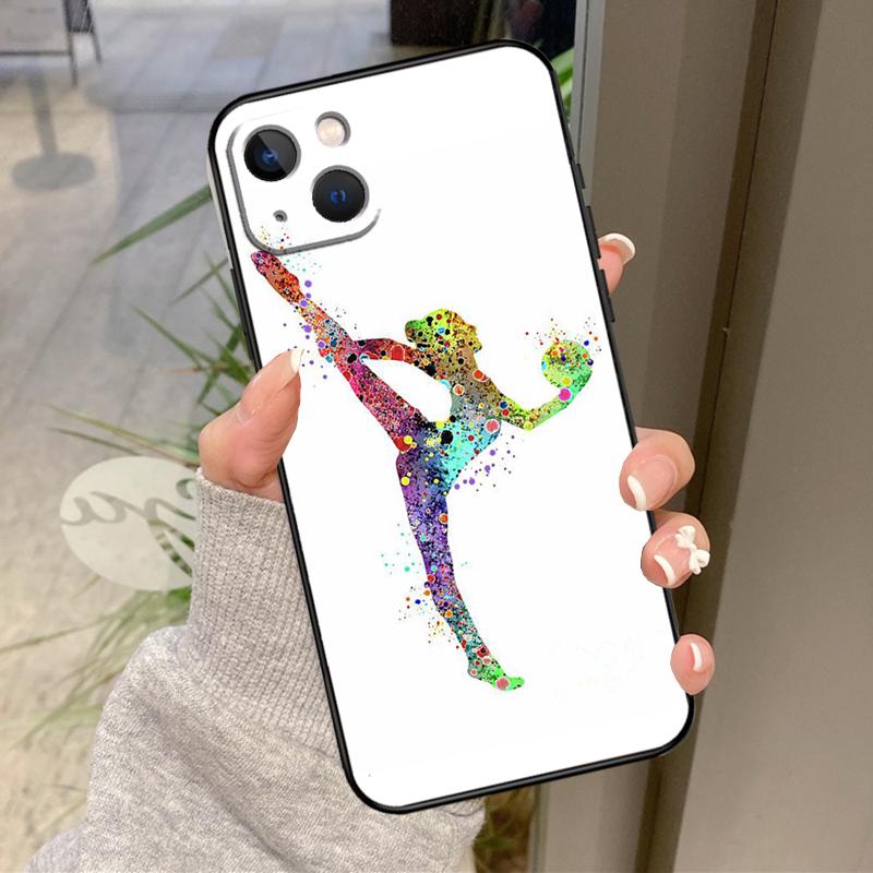 Акварельный чехол для iPhone 17 Pro Max 15 14 13 12 11 16 Pro Max Plus 12 13 Mini 16e 17 Air с принтом "Гимнастика"