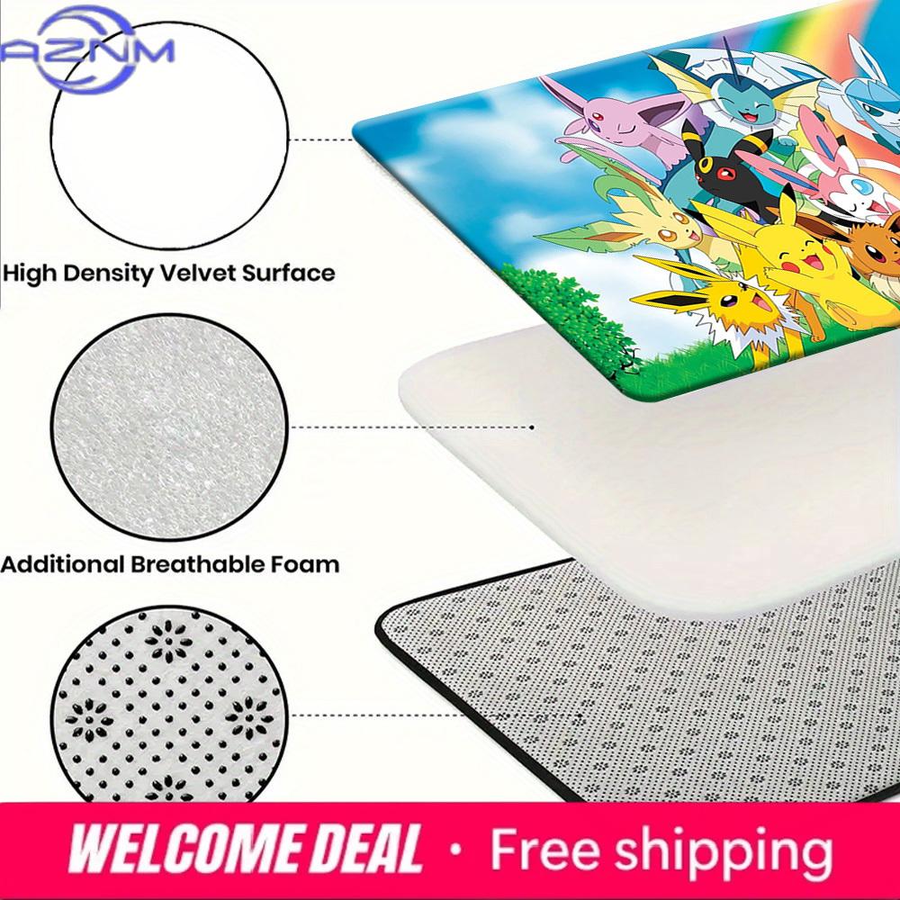 Pokemon Eevee Evolutions Group with Pikachu Print Non-slip Doormat, Soft Absorbent Floor Rug for Home Decor