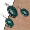 Onyx Green Pendant Set Earrings Jewelry Gemstone Handmade Ethnic