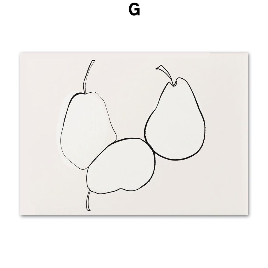 Груши, апельсины, фрукты, листья, столовые приборы, ваза, настенное искусство, печать на холсте, живопись, линии, постеры, рисунок девушки, фотографии для декора гостиной