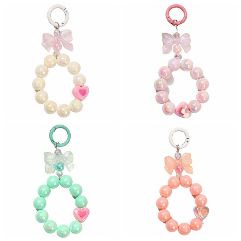 Colorful Candy Color Beads Keychain Anti-lost Phone Wrist Strap Phone Acrylic Lanyard  Phone Charm