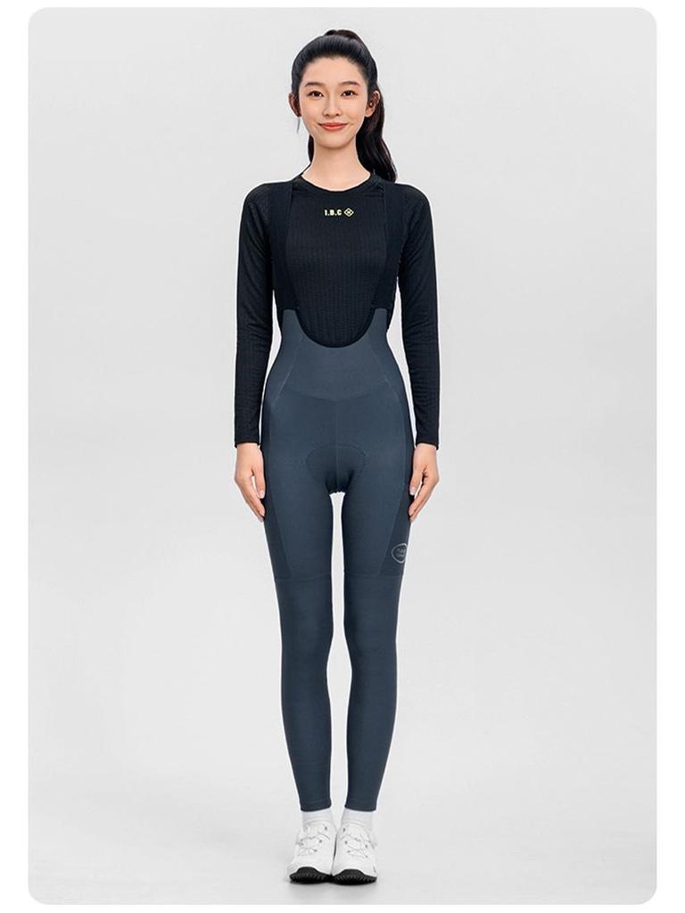 Женские флисовые велосипедные штаны-полукомбинезон INBIKE с высокой талией, карманами и ремнем для осенне-зимнего шоссейного велоспорта