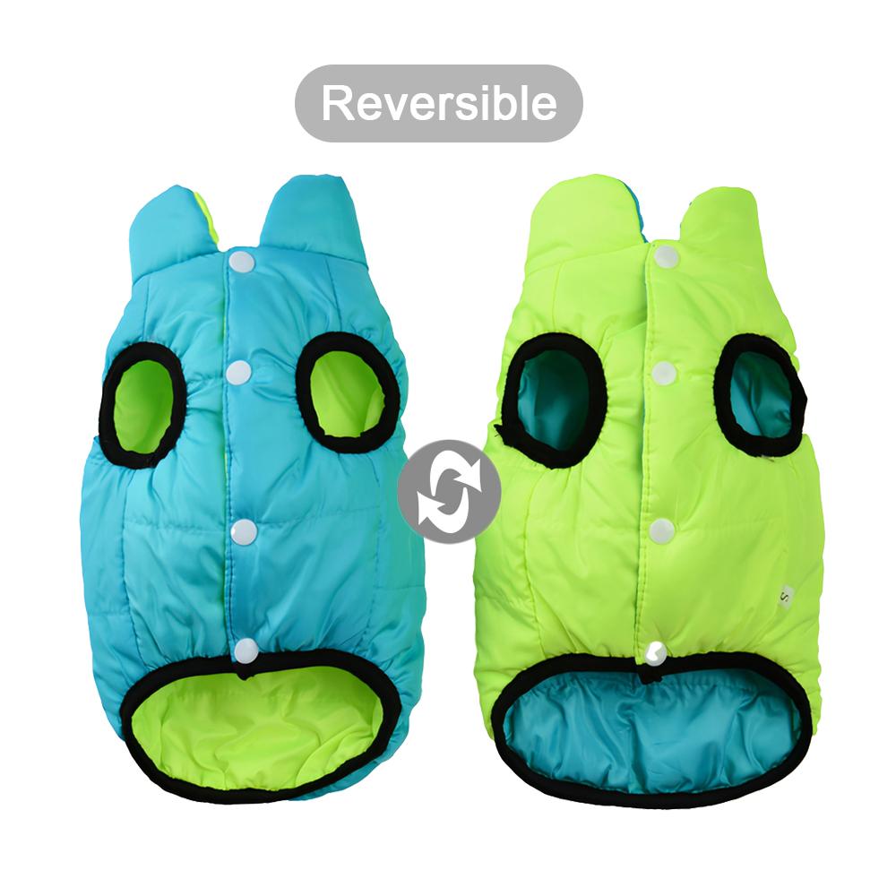 Двустороннее пальто для щенка, зимняя теплая куртка для собаки, одежда для маленьких и средних собак, кошачье пальто, легкая ветрозащитная одежда для французского бульдога