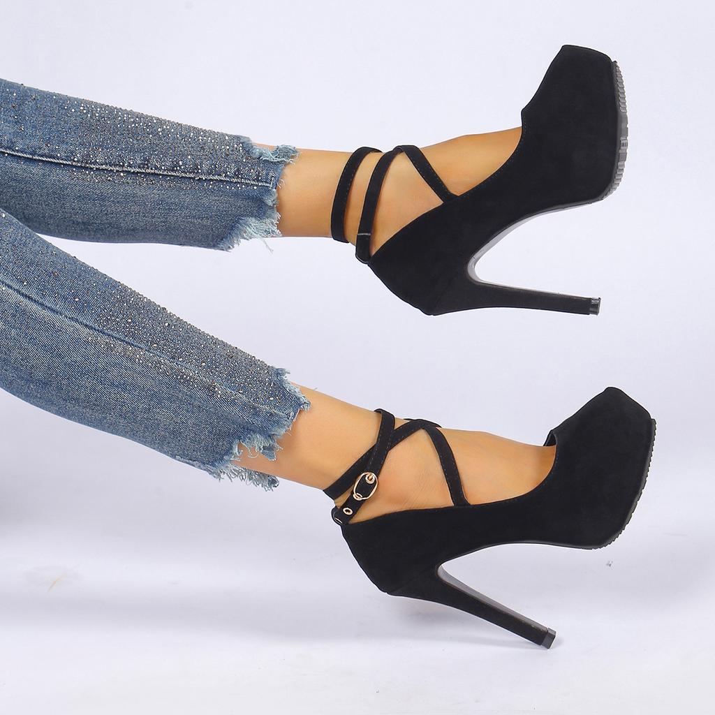 Women Pumps 2024 New Round Toe Platform High Heels Women Buckle Strap Sexy Stiletto High Heels Shoes for Women Zapatos De Mujer