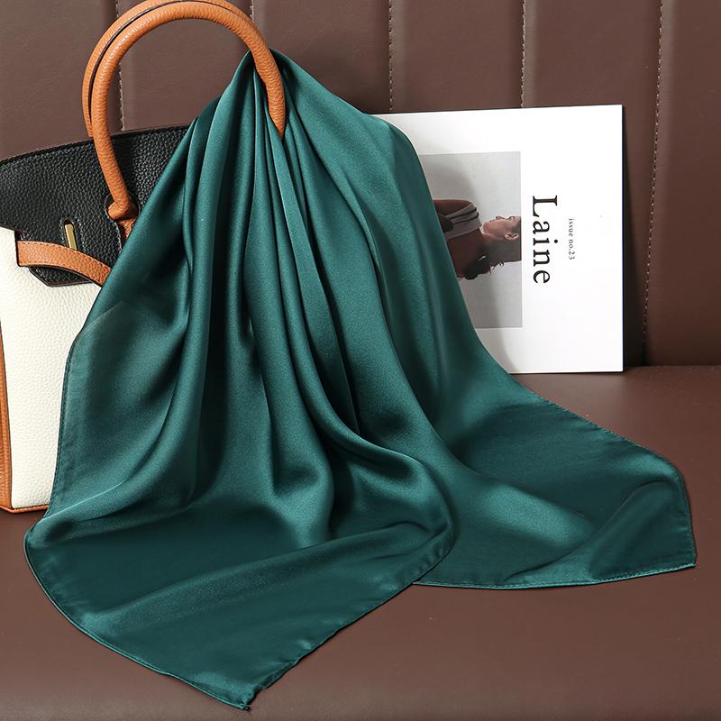 Luxury Brand 21Colors Solid Neck Tie Shawl Silk Square Scarf Women 70cm Hair Hand Wrist Headkercheif Hijab Bandana