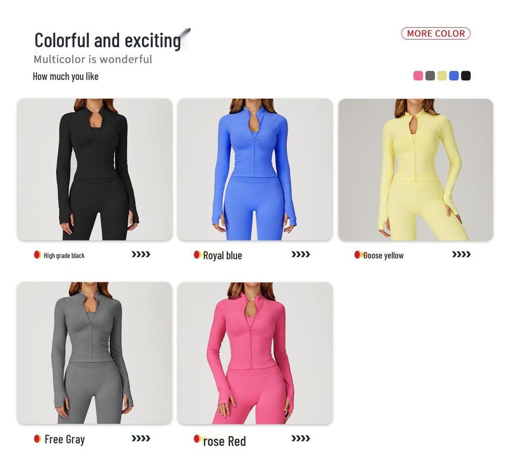 Женская бесшовная спортивная куртка ZeChuang с воротником-стойкой, облегающая, для йоги - ветрозащитная, теплая, спортивный топ для бега