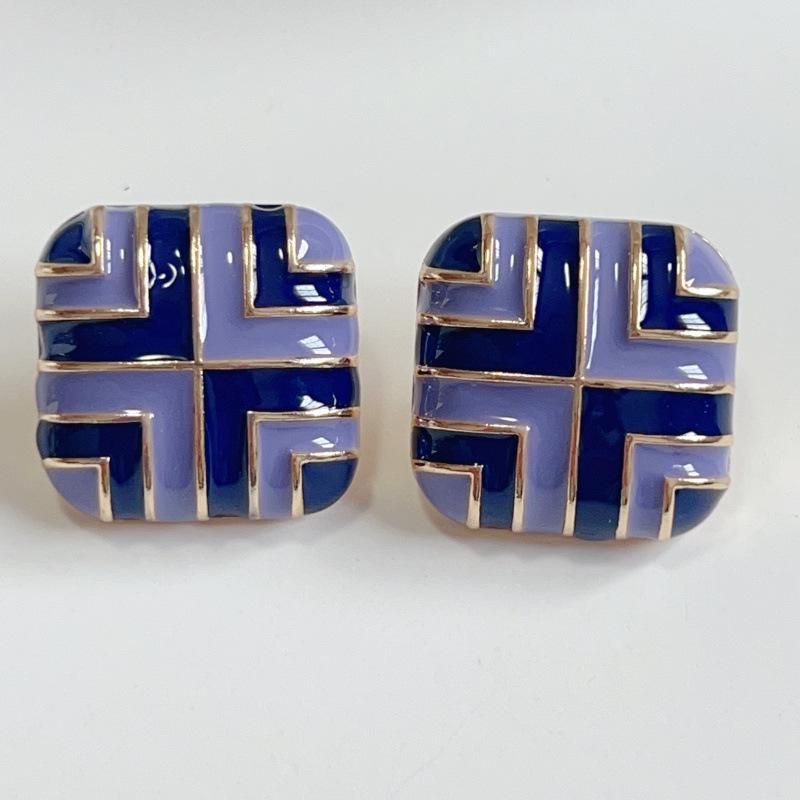 Винтажные квадратные серьги-пусеты из эмали в стиле Гонконга из серебра 925 пробы в модных цветах