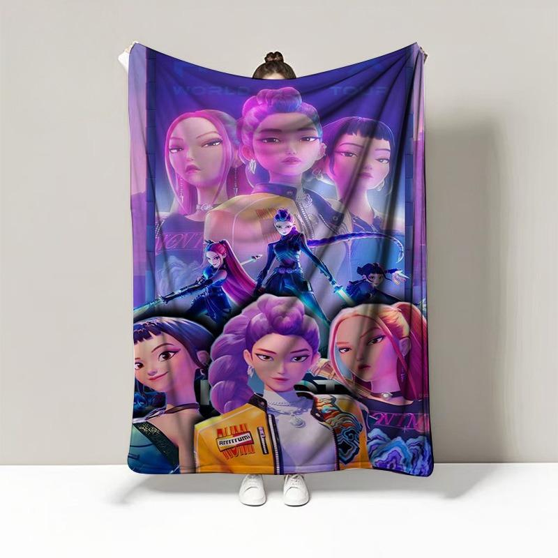 K-Pop Demon Anime Hunter Nap Blanket Blanket Flannel Sofa Cover Blanket Home Travel Camping Sofa Picnic Naptime Blanket