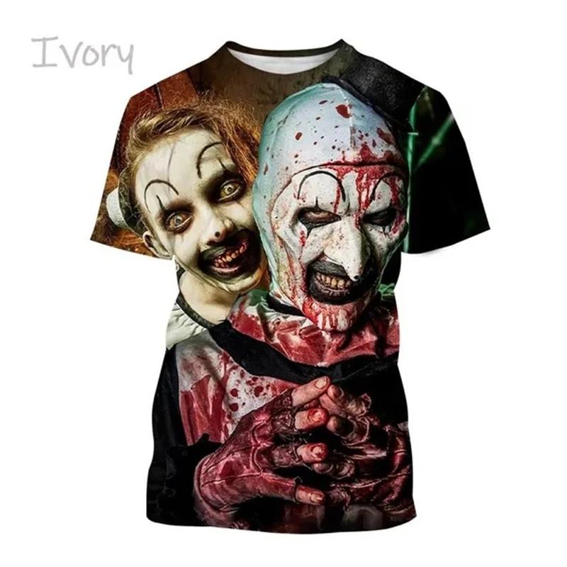 Summer Horror Movie Horror 3D Printing T Shirts Men's Casual Fashion Thriller Clown Halloween Short Sleeve Fun Cool T Shirt Tops… More