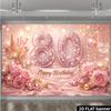 2D Glitter Pink Silk & Rose 80th Birthday Photography Background