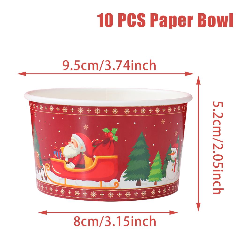 Christmas Santa Claus Paper Bowl Navidad Natal Noel Snowman Disposable Bowl Merry Christmas Decor For Home 2025 New Year 2026