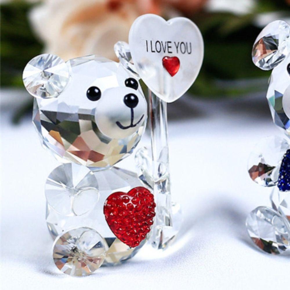 Bear Crystal Bear Figurine Collection Colorful Pretty Glass Ornament Cute Bear Statue  Home