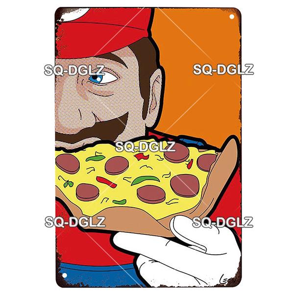 Vintage Metal Tin Sign Pizza Party Wall Decor Retro Kitchen Cafe Bar Home Plaque