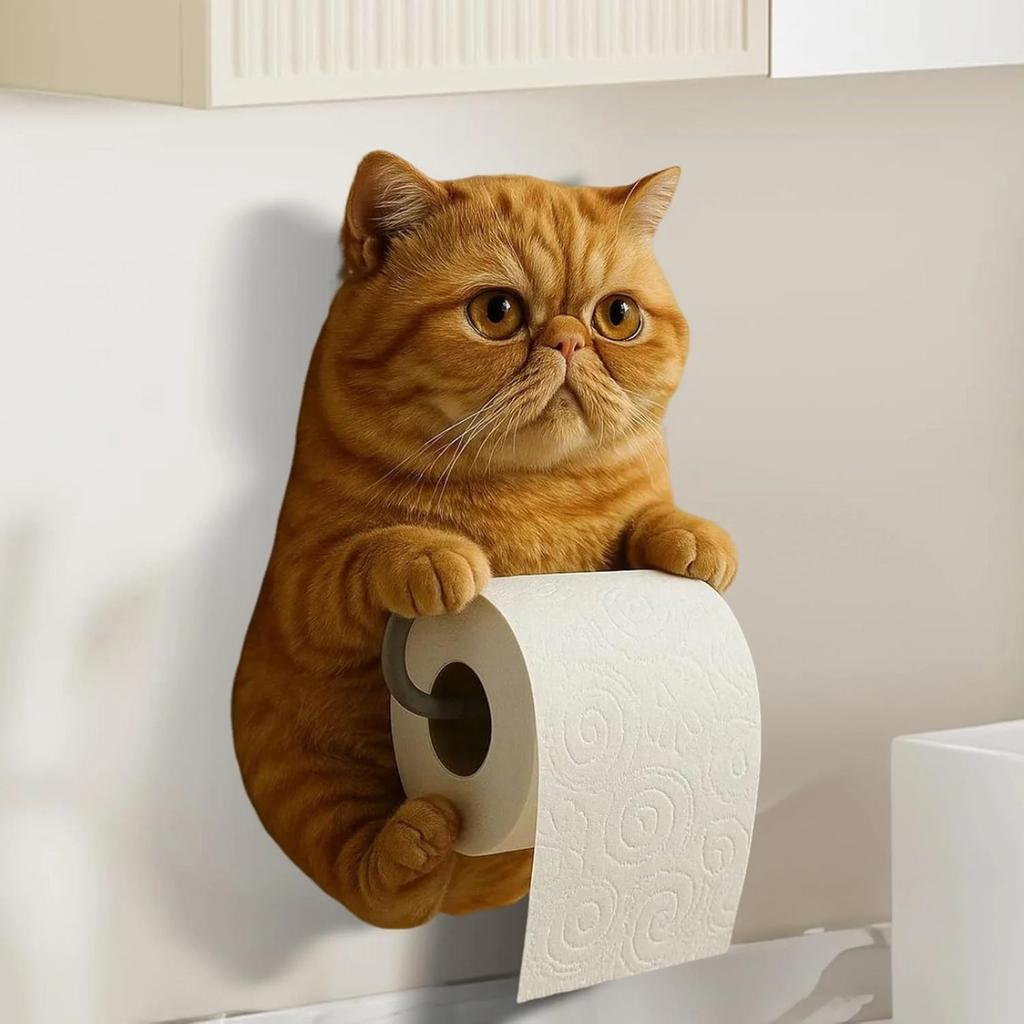 Держатель для бумажных полотенец в виде кота, забавный держатель для бумажных полотенец в виде кота в 3D, настенная стойка для хранения туалетной бумаги для ванной и кухни
