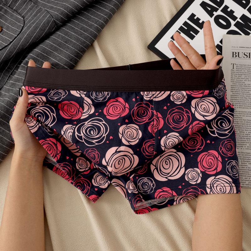 Романтический бренд модный принт нижнее белье мужские боксеры хлопковые дышащие трусы мужские боксеры размер M-3XL