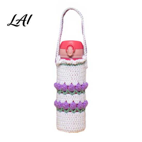 Soft Fabric Cup Wrap Hand Crocheted Wool Knit Elastic Cover Portable Sleeve Breathable Cover Anti-Slip