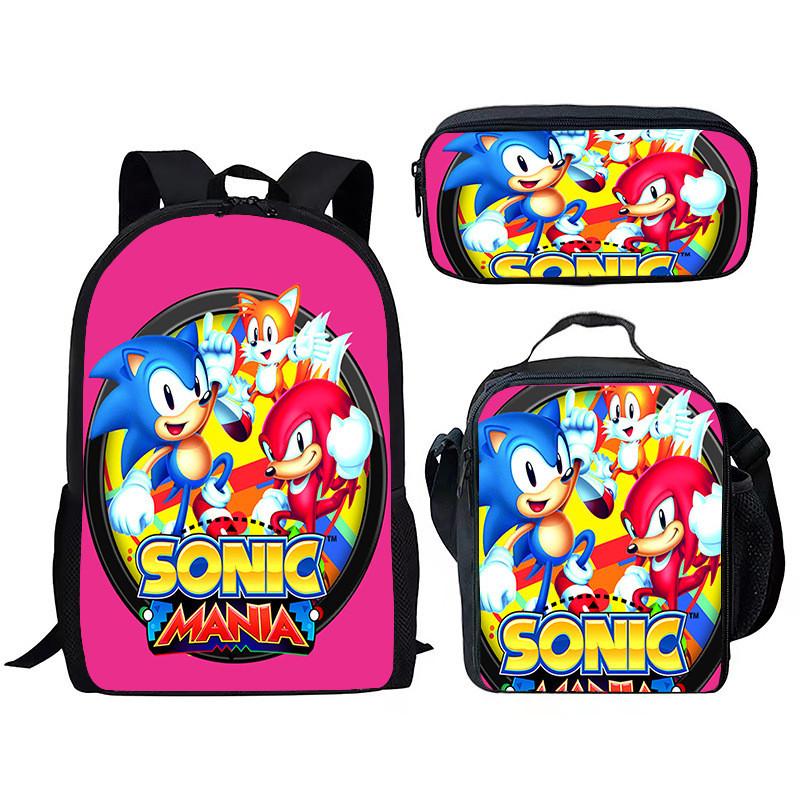 Школьный рюкзак Sonic для детей с дышащей водонепроницаемой тканью Оксфорд и мультяшным принтом для школы