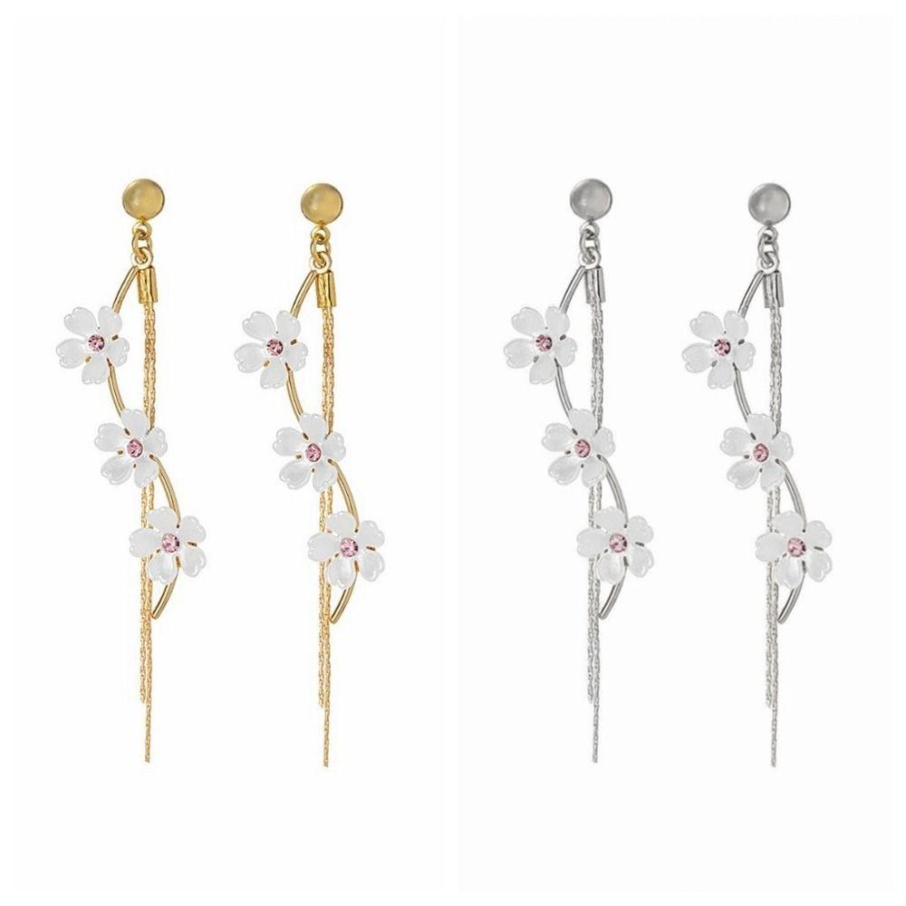 Versatile Pendant Earrings Resin Flower Earrings Elegant Fringe Hoop Earrings  Fashion Events