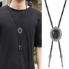 3Pcs Metal Flower Stone Cowboy Bolo Tie Western Faux Leather Rope Necktie Jewelry Shirt Collar Chain American Necklace