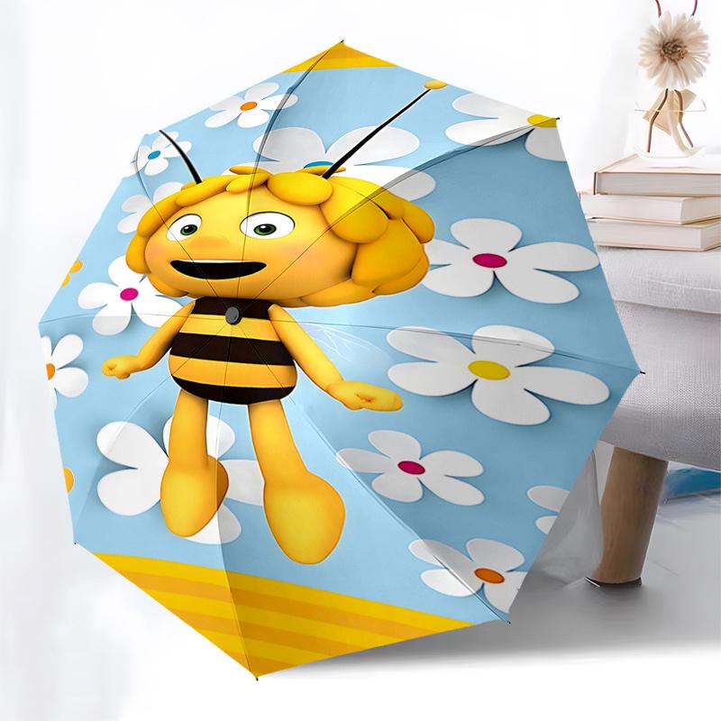 Bee Happy: Automatic Opening Folding Umbrella with 3-Fold Design, Iron Frame for Outdoor Use, Perfect Gift for Fans and Travelers0104451a