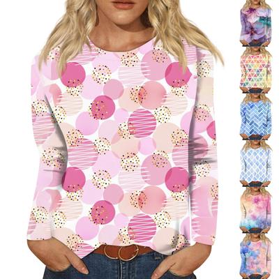 Женская модная повседневная кофта с длинным рукавом и принтом, с круглым вырезом
