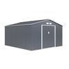 Metal Garden Shed 12.99 M² - 340 X 382 X 210 Cm - NEPTUNE - Anchoring Kit Included, 2 Sliding Doors - Grey
