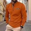 Men's Spring and Autumn Men's Stand-up Collar Polo Shirt Casual Sports Long-sleeved Henley Shirt